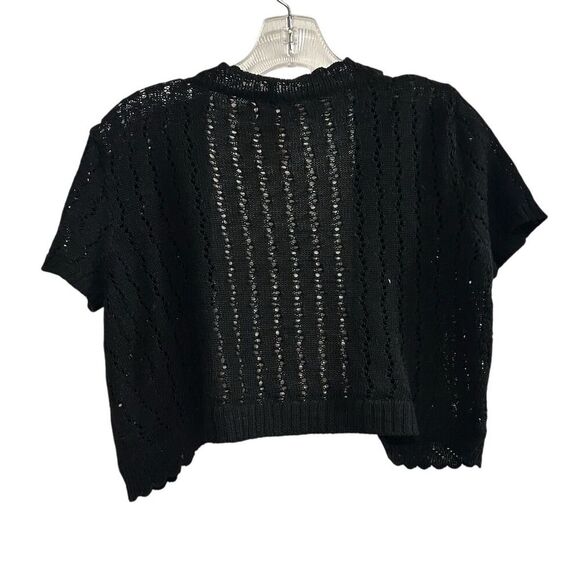Sweet Kizz Girls' M Black Short Sleeve Knit Shrug Cardigan Sweater - Picture 4 of 5